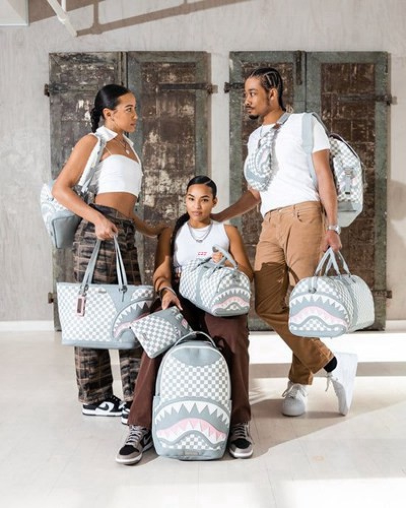 White Sprayground Air To The Throne Jetset Duffle Bags | 32150-CUVT