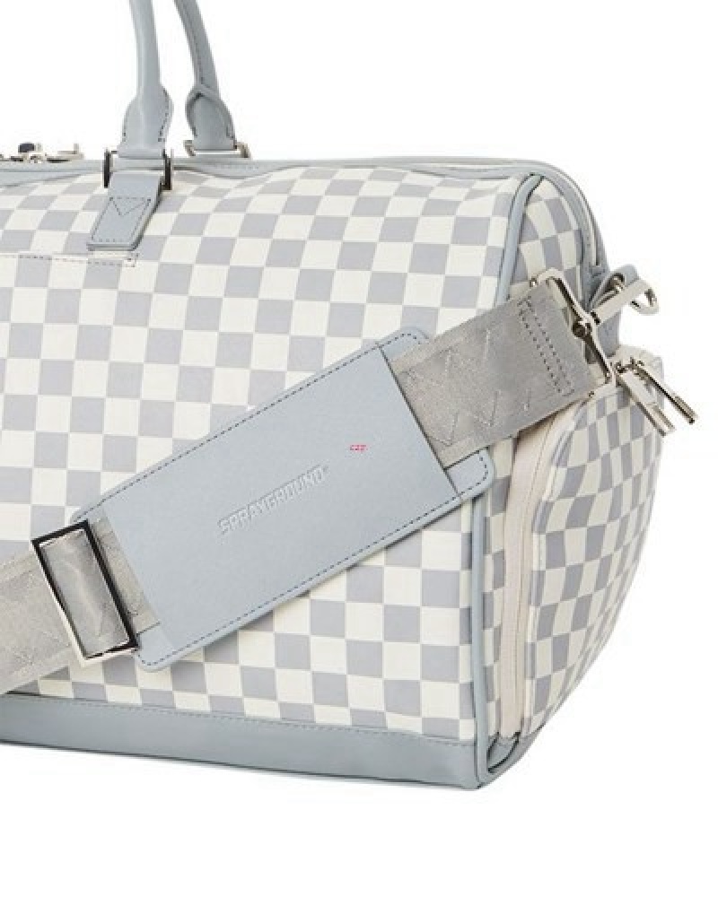 White Sprayground Air To The Throne Jetset Duffle Bags | 32150-CUVT