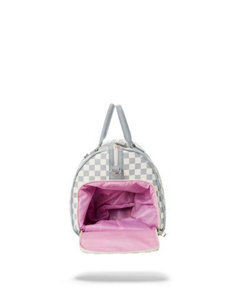 White Sprayground Air To The Throne Jetset Duffle Bags | 32150-CUVT