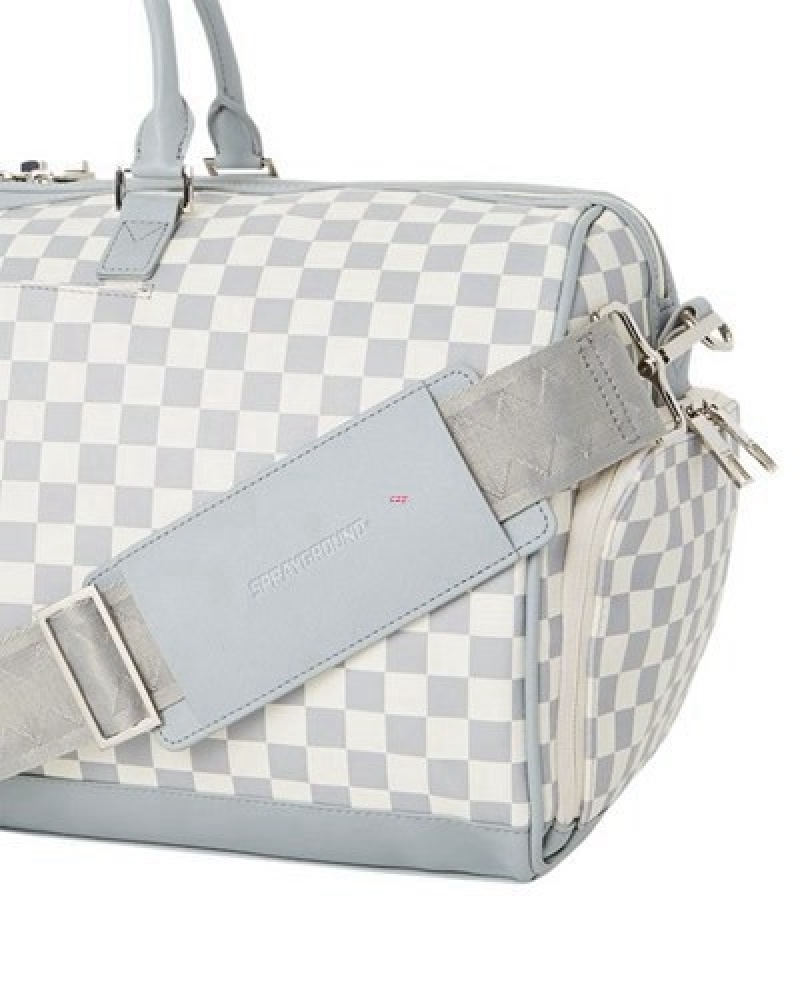 White Sprayground Air To The Throne Jetset Duffle Bags | 32150-CUVT