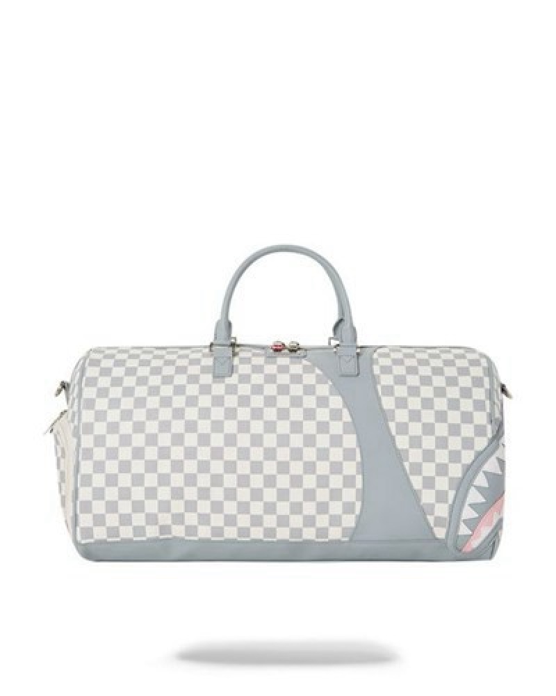 White Sprayground Air To The Throne Jetset Duffle Bags | 32150-CUVT