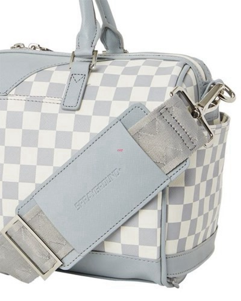 White Sprayground Air To The Throne Jetset Mini Duffle Bags | 42638-UTAS