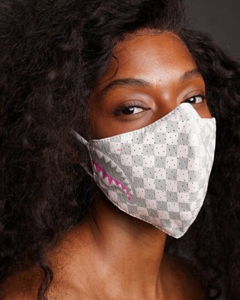 White Sprayground All Day Vegan Leather Face Masks | 35047-QSHM