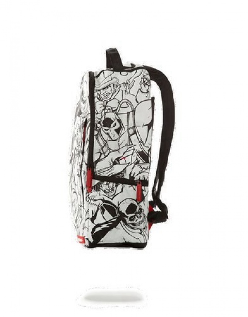 White Sprayground Batman Villains Diy Backpacks | 15367-BALI