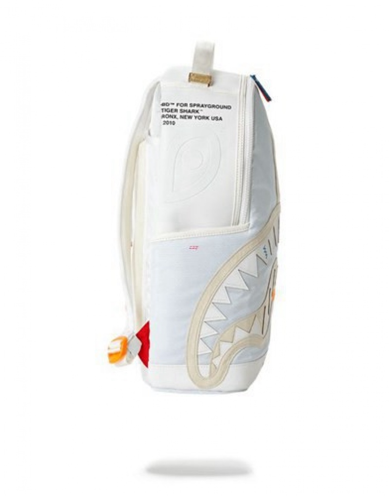 White Sprayground Bite Me Backpacks | 91487-NFYG