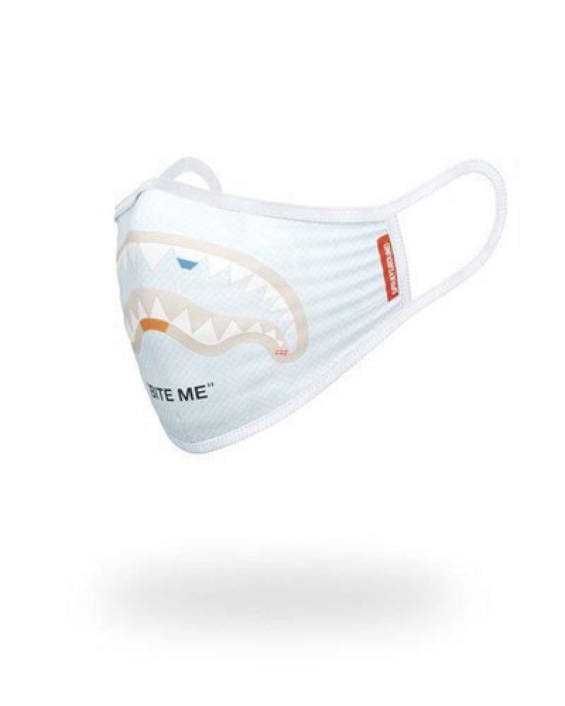 White Sprayground Bite Me Form-fitting Face Masks | 61748-FNMC