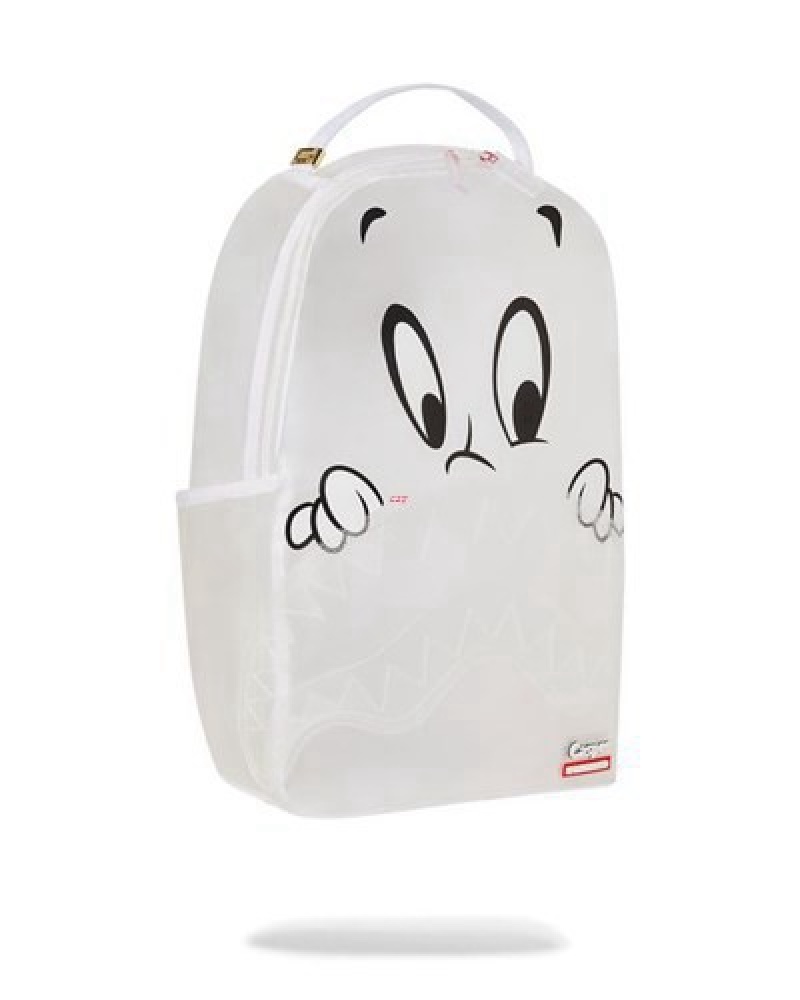 White Sprayground Casper Hiding In Plain Sight Backpacks | 32714-LJQE