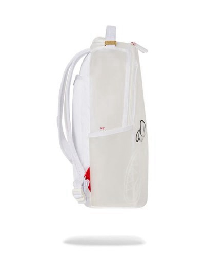 White Sprayground Casper Hiding In Plain Sight Backpacks | 32714-LJQE