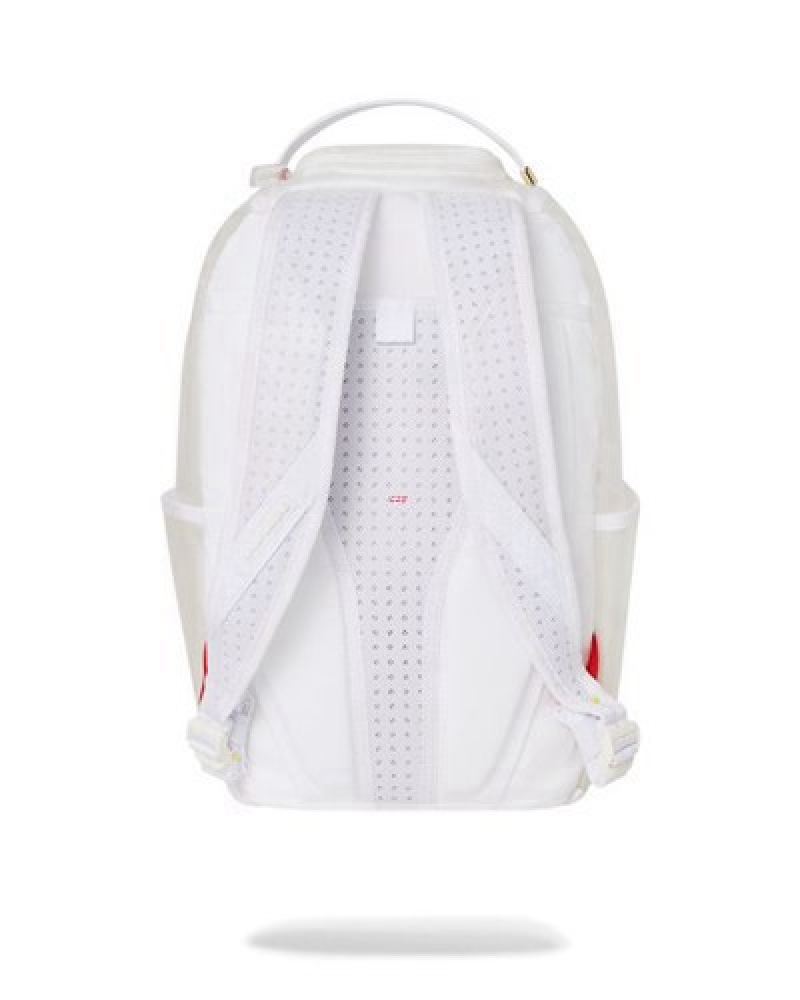 White Sprayground Casper Hiding In Plain Sight Backpacks | 32714-LJQE