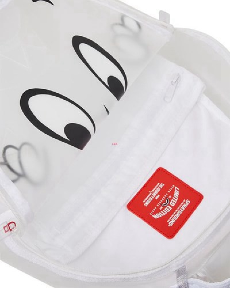 White Sprayground Casper Hiding In Plain Sight Backpacks | 32714-LJQE