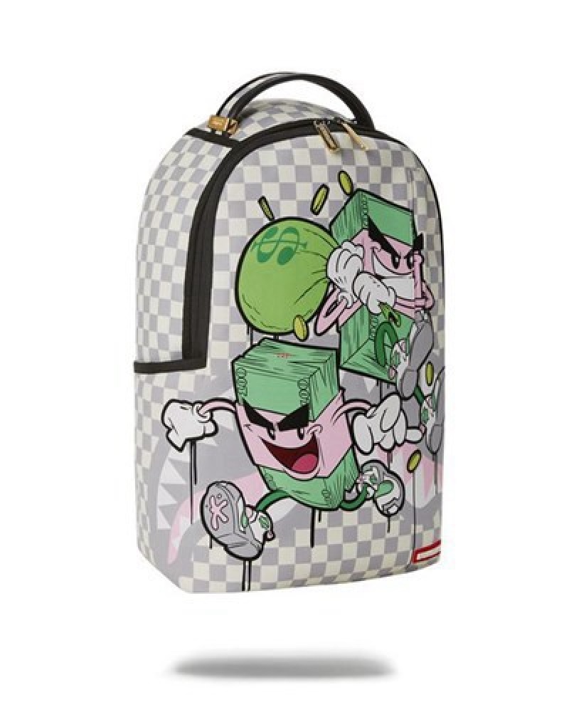 White Sprayground Chase Bank The Heist (Dlxv) Backpacks | 35827-SXAT