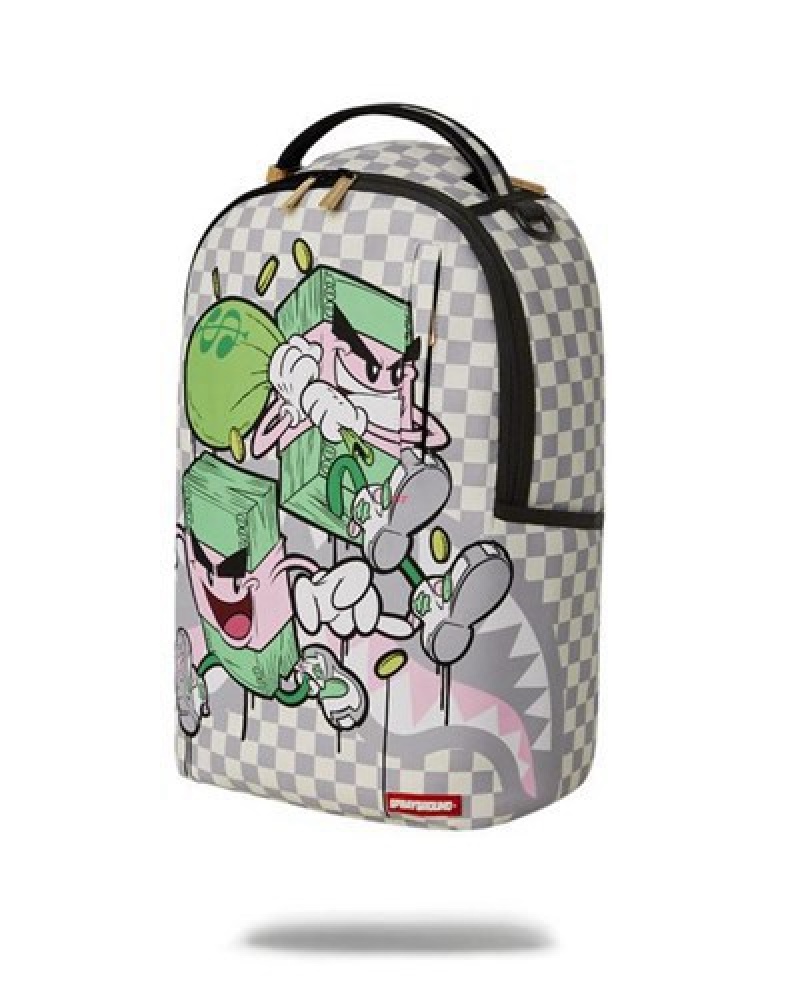 White Sprayground Chase Bank The Heist (Dlxv) Backpacks | 35827-SXAT