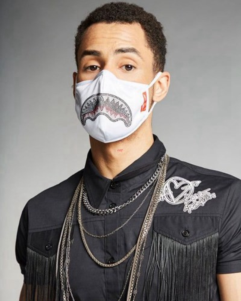 White Sprayground Clearcut Face Masks | 61349-FNBI