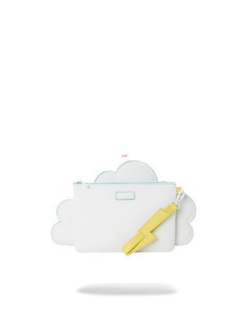 White Sprayground Cloudy With A Chance Of Shark Crossover Clutch Bag | 31709-LFQW