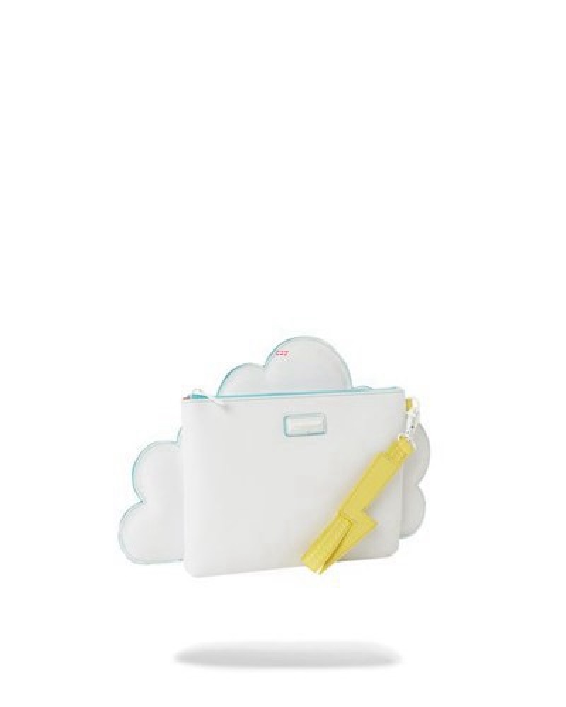 White Sprayground Cloudy With A Chance Of Shark Crossover Clutch Bag | 31709-LFQW