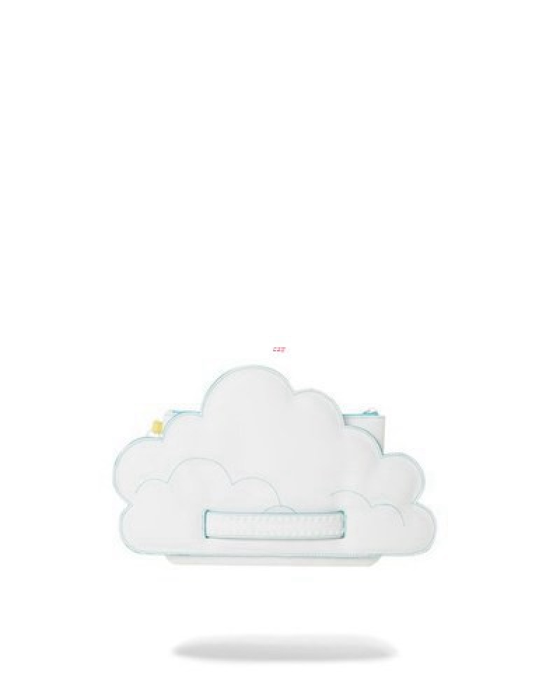 White Sprayground Cloudy With A Chance Of Shark Crossover Clutch Bag | 31709-LFQW