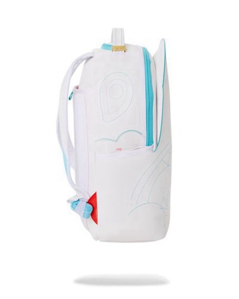 White Sprayground Cloudy With A Chance Of Shark (Dlxv) Backpacks | 76914-NIZJ