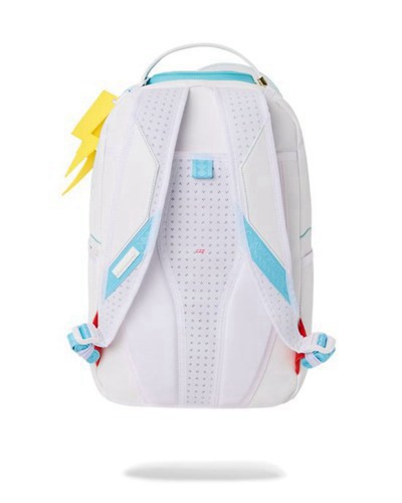 White Sprayground Cloudy With A Chance Of Shark (Dlxv) Backpacks | 76914-NIZJ