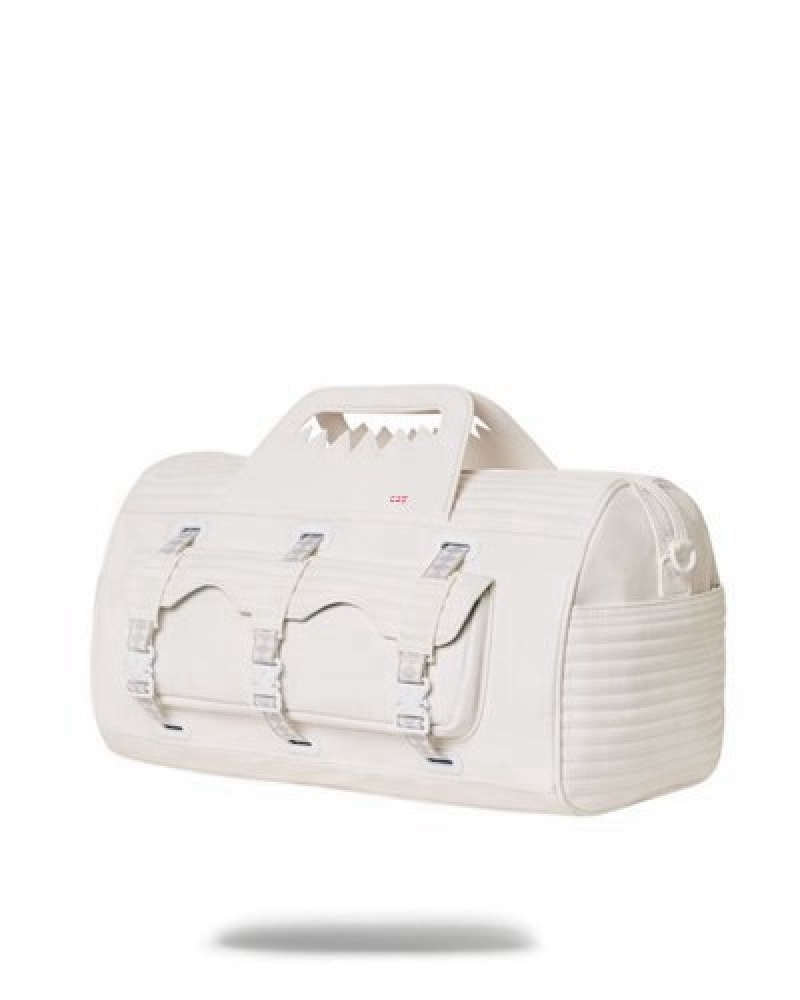 White Sprayground Future Traveler Cargo Duffle Bags | 93452-STFC