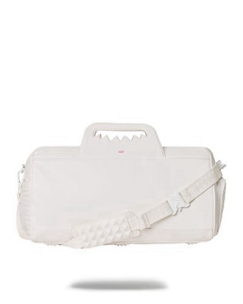 White Sprayground Future Traveler Cargo Duffle Bags | 93452-STFC