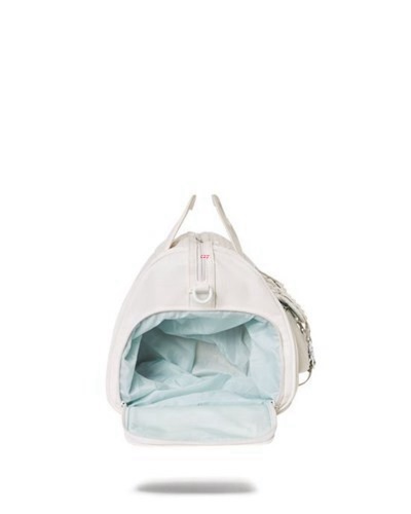 White Sprayground Future Traveler Cargo Duffle Bags | 93452-STFC