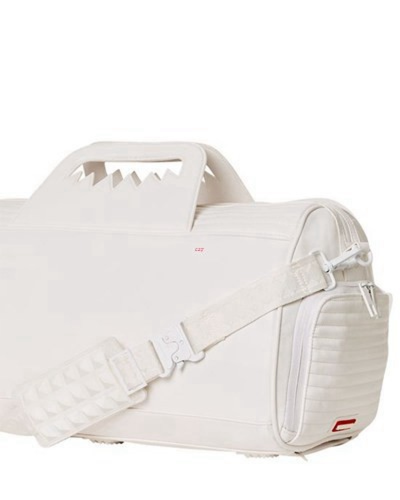 White Sprayground Future Traveler Cargo Duffle Bags | 93452-STFC