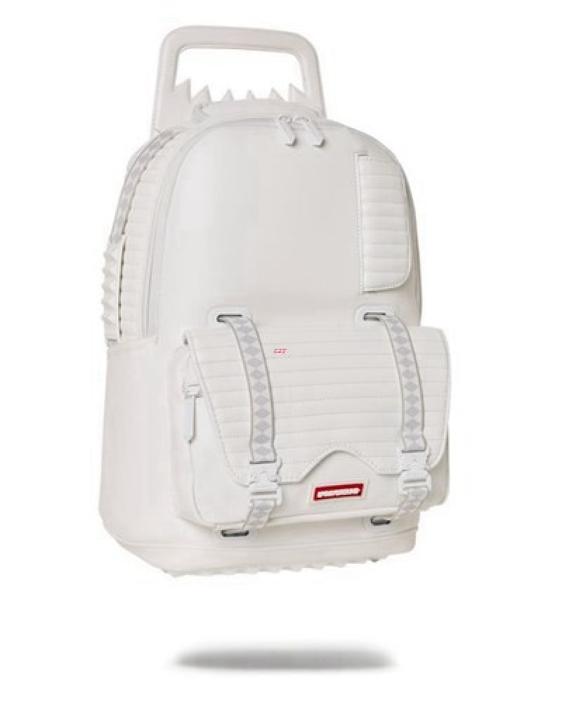 White Sprayground Future Traveler Cargo Backpacks | 93610-IKAU