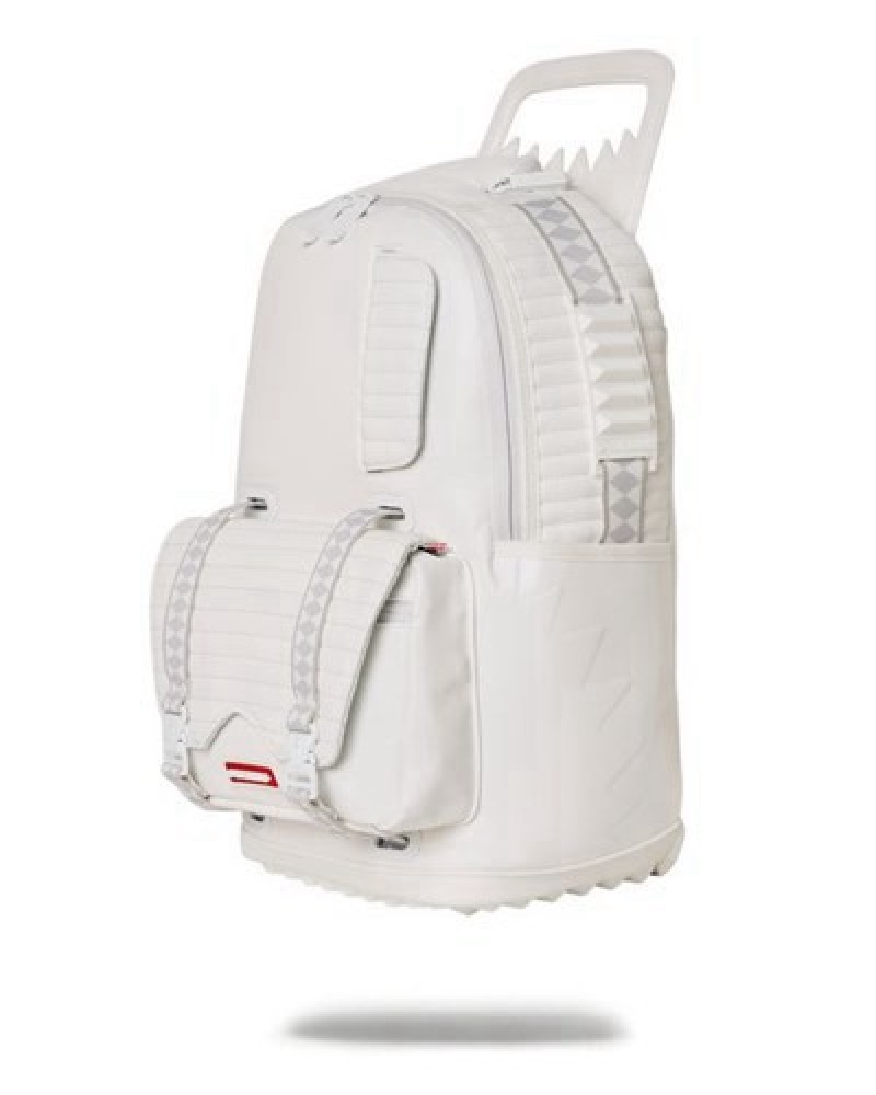 White Sprayground Future Traveler Cargo Backpacks | 93610-IKAU