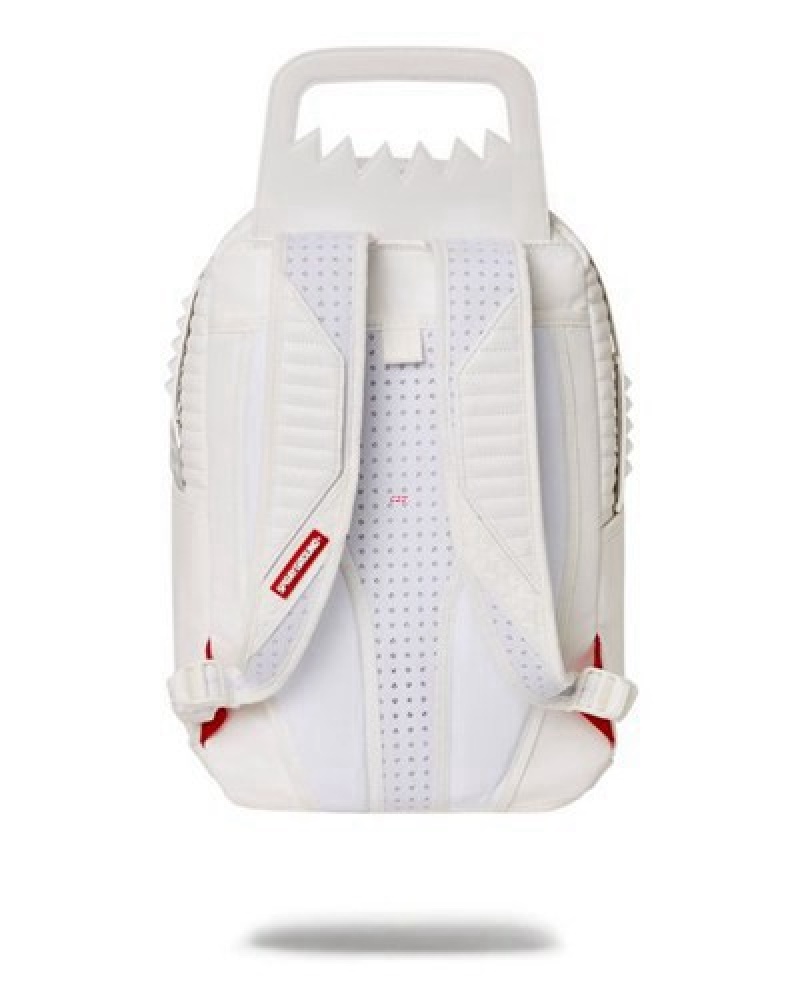 White Sprayground Future Traveler Cargo Backpacks | 93610-IKAU