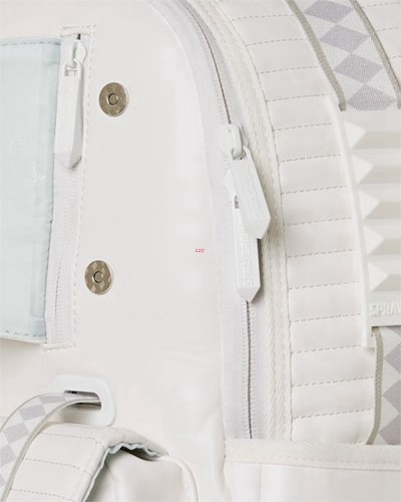 White Sprayground Future Traveler Cargo Backpacks | 93610-IKAU