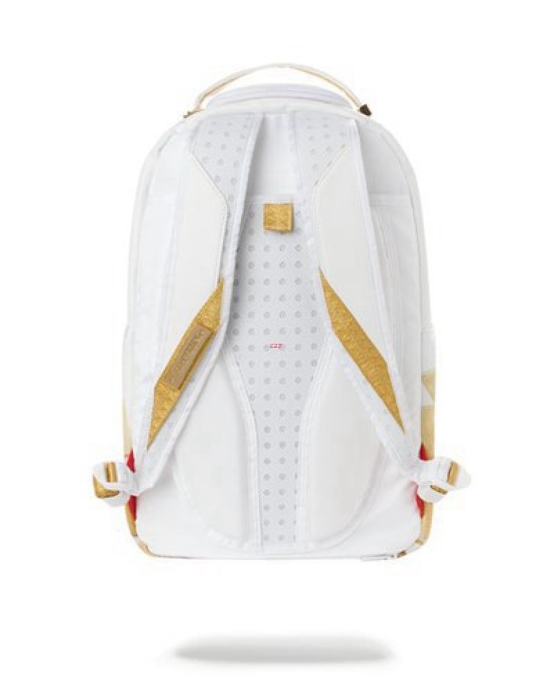 White Sprayground Gold Money Bricks Dlxv Backpacks | 19635-ZIKU