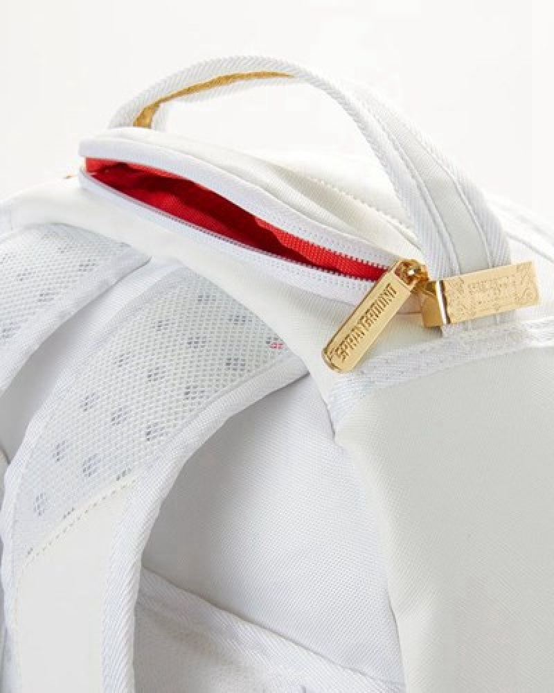 White Sprayground Gold Money Bricks Dlxv Backpacks | 19635-ZIKU