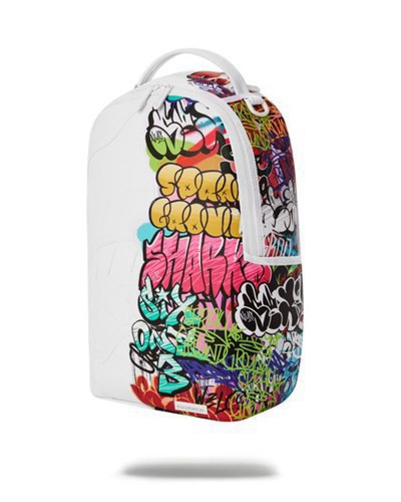 White Sprayground Half Graff (Dlxv) Backpacks | 97026-ALET