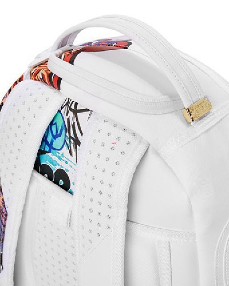 White Sprayground Half Graff (Dlxv) Backpacks | 97026-ALET