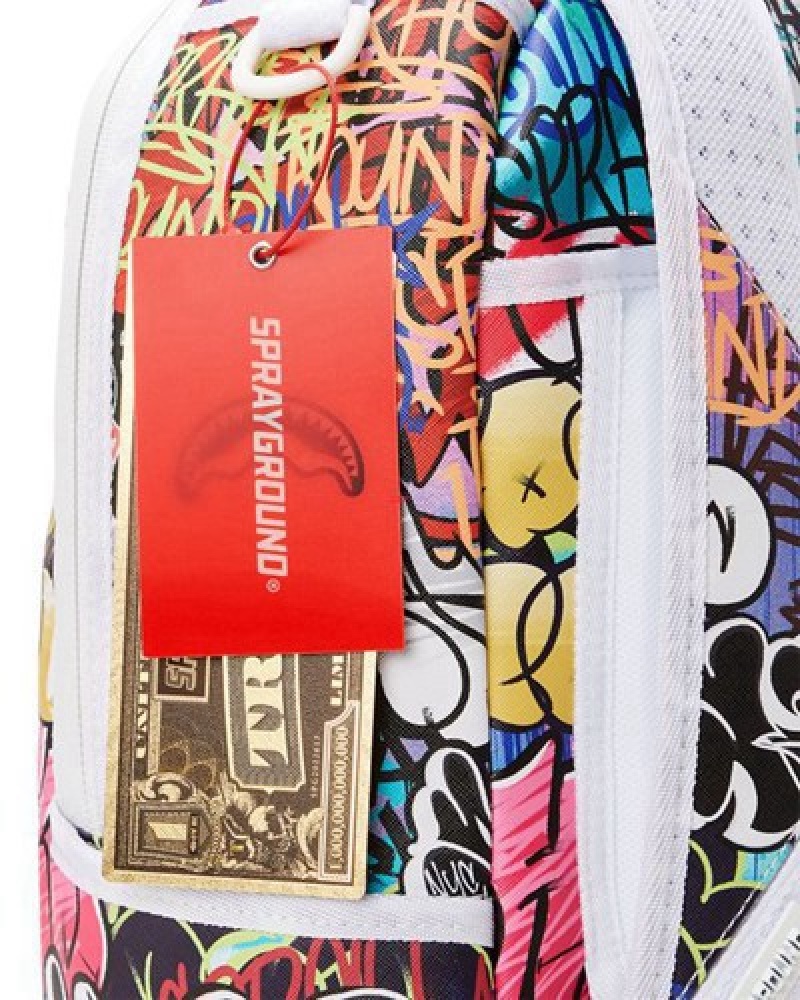 White Sprayground Half Graff (Dlxv) Backpacks | 97026-ALET