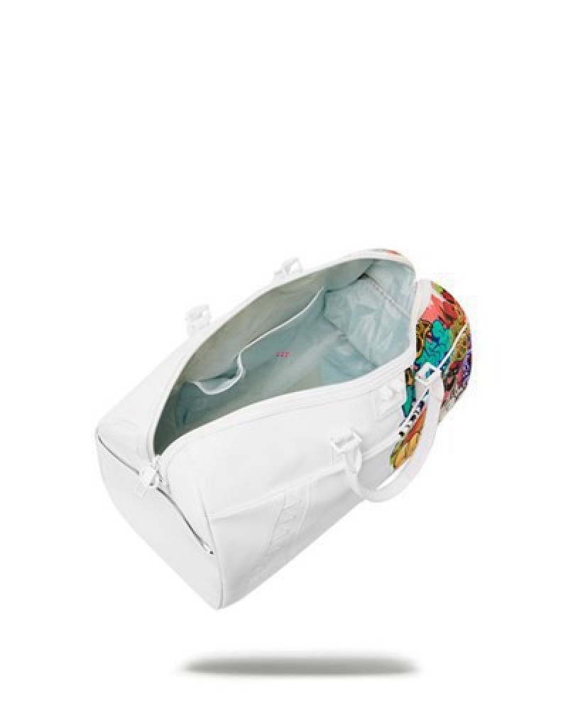 White Sprayground Half Graff Duffle Bags | 20796-KRBT