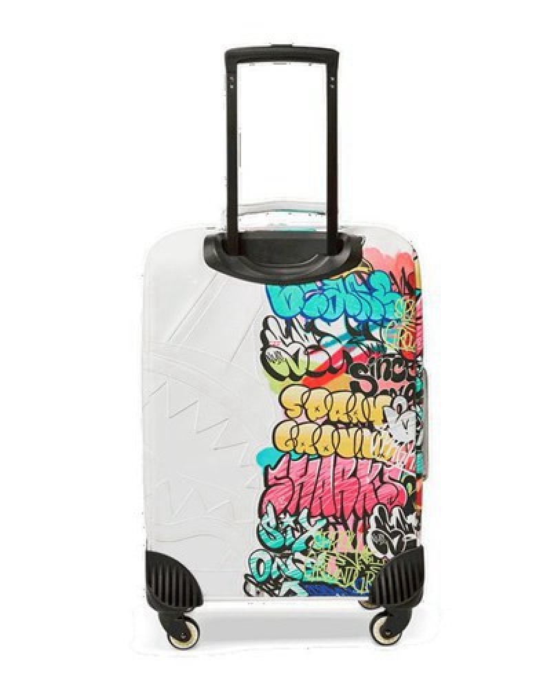 White Sprayground Half Graff Jetsetter Carry-on Luggage | 16547-NICW