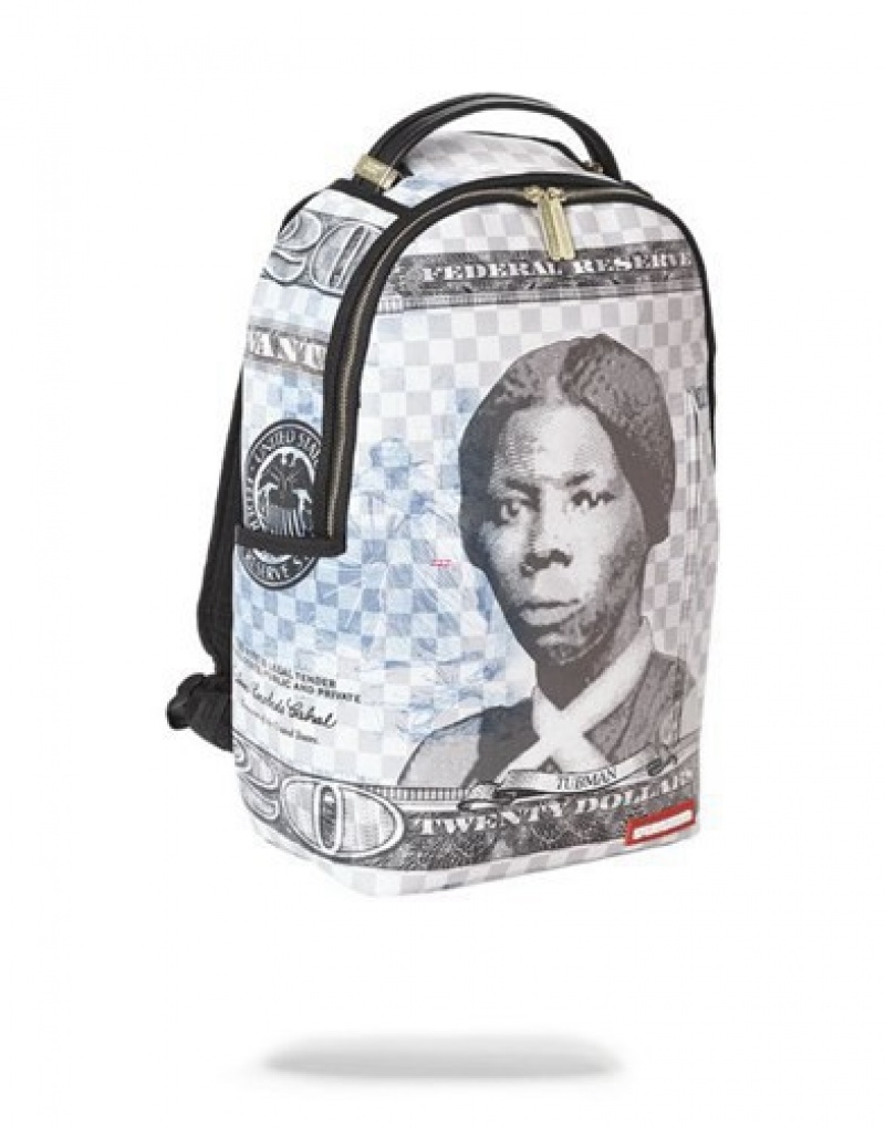 White Sprayground Harriet Tubman 20 Backpacks | 64920-OAKB