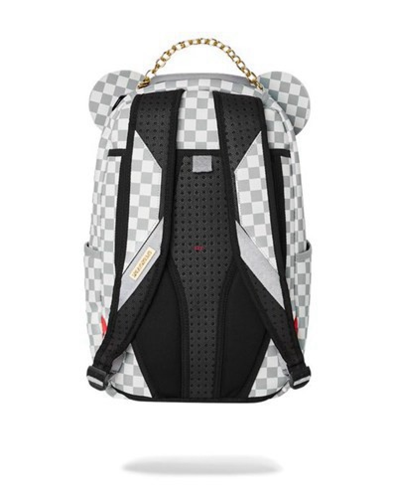 White Sprayground Haute Bear Backpacks | 85712-BJEF