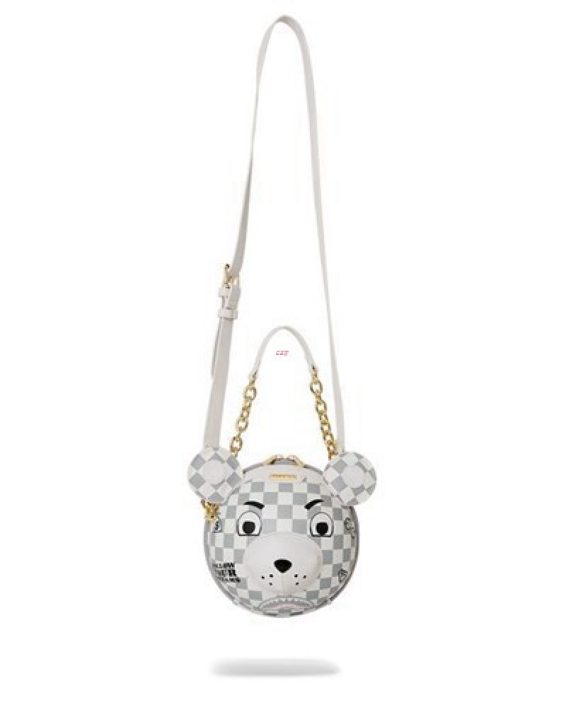 White Sprayground Haute Bear Ball Crossbody Bags | 27365-RBZQ