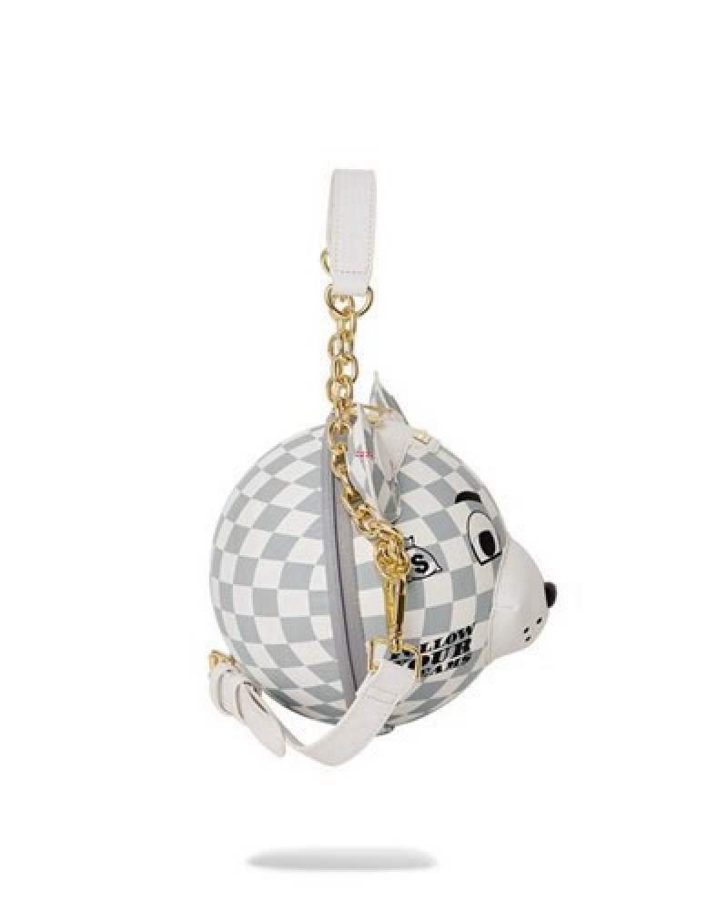 White Sprayground Haute Bear Ball Crossbody Bags | 27365-RBZQ