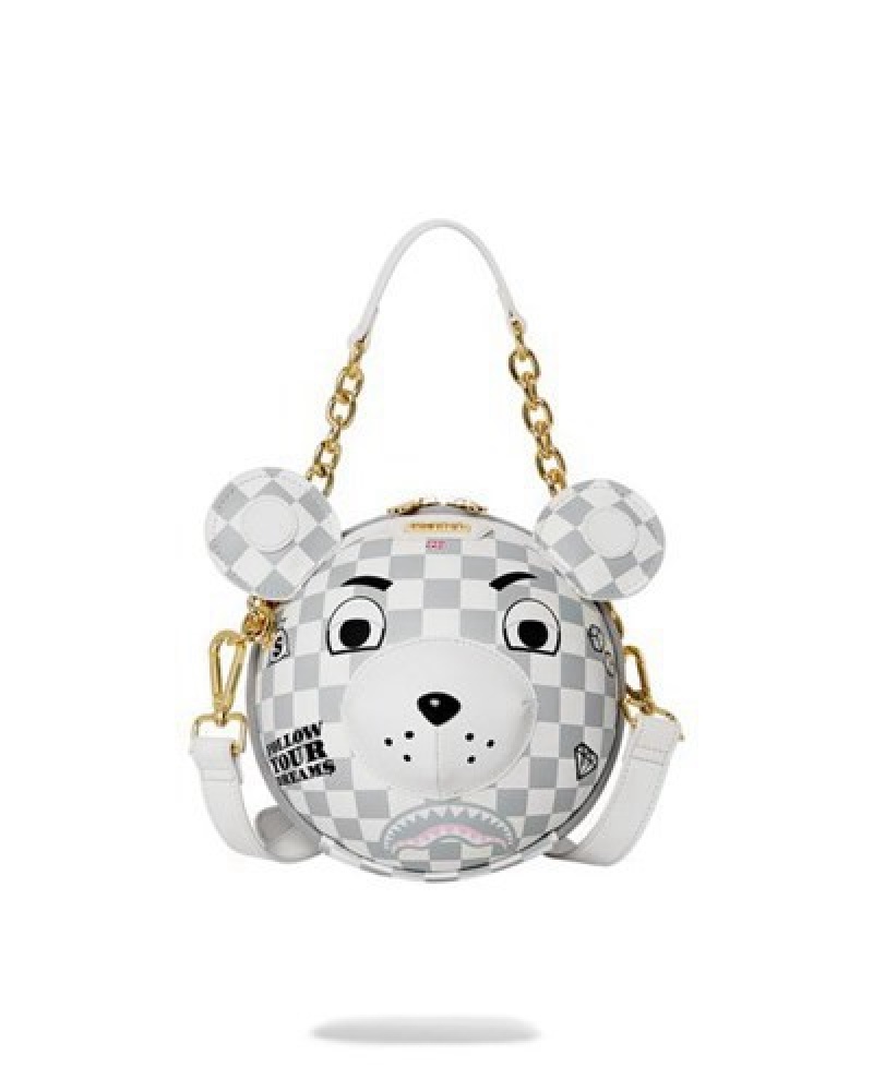 White Sprayground Haute Bear Ball Crossbody Bags | 27365-RBZQ