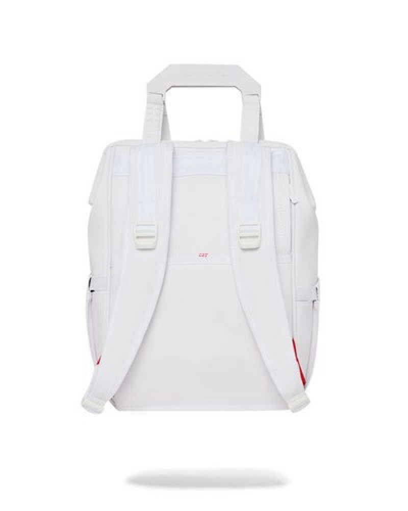 White Sprayground Heavy Metal Shark Out Biz Top Opener Backpacks | 42091-MUON