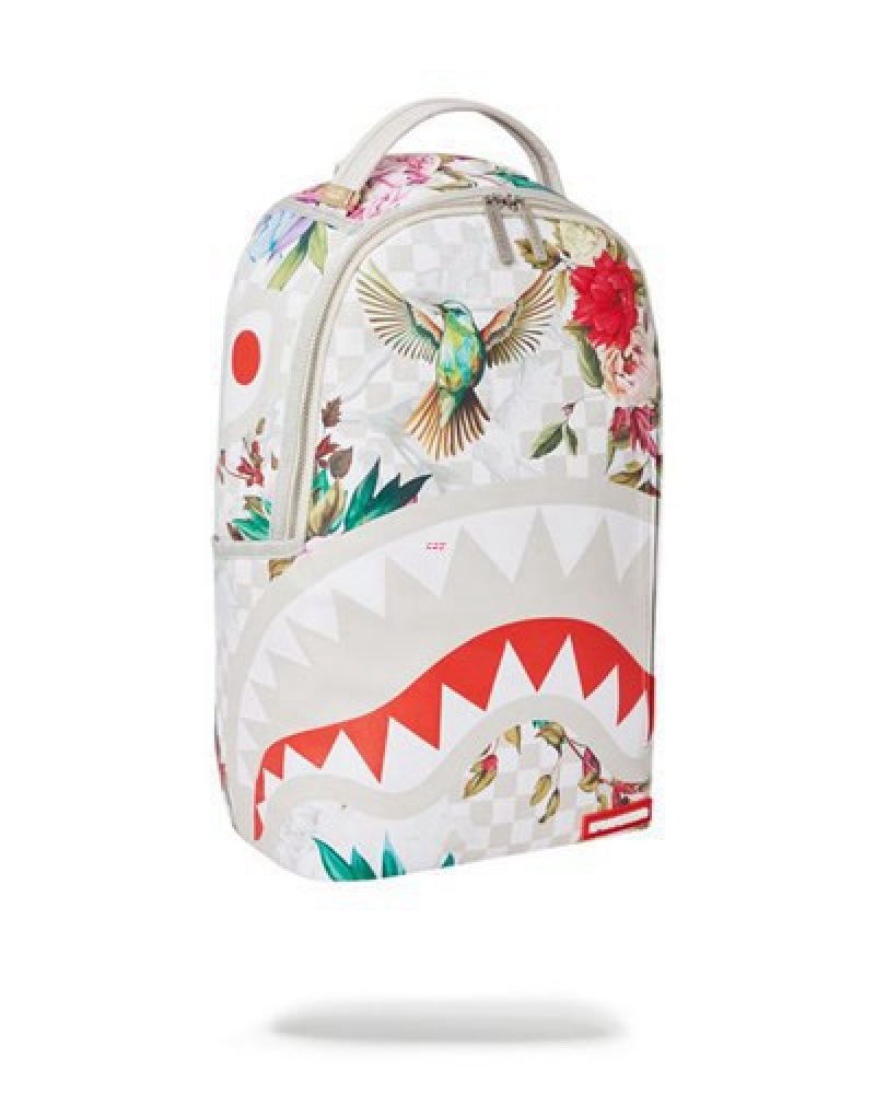 White Sprayground In The Garden (Dlxv) Backpacks | 03645-EGVJ