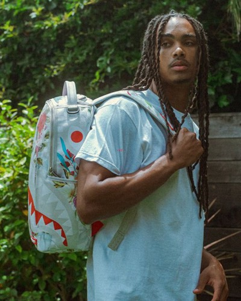 White Sprayground In The Garden (Dlxv) Backpacks | 03645-EGVJ