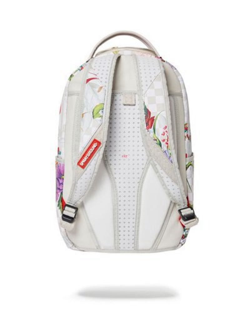 White Sprayground In The Garden (Dlxv) Backpacks | 03645-EGVJ