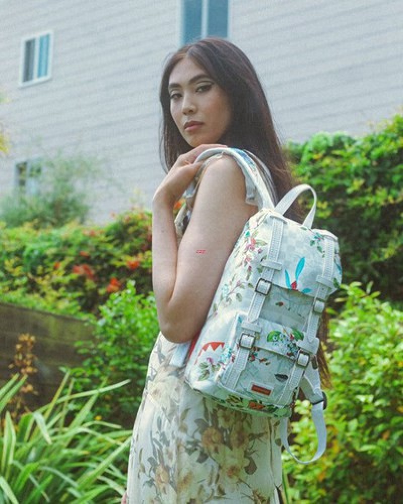 White Sprayground In The Garden Mini Hills Backpacks | 47198-NMIX