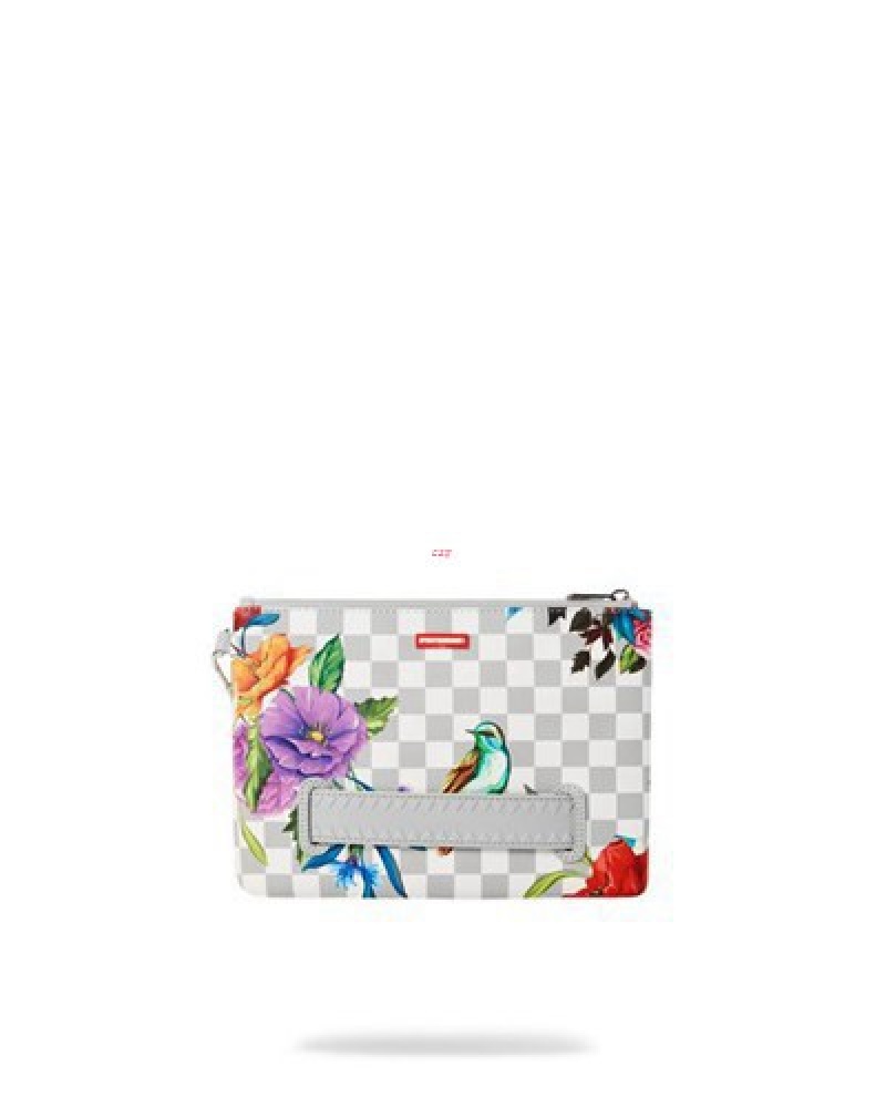 White Sprayground Jardin Du Palais Crossover Clutch Bag | 03528-UKAR