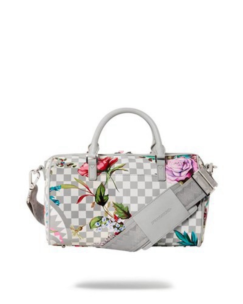 White Sprayground Jardin Du Palais Mini Duffle Bags | 52479-WCNZ