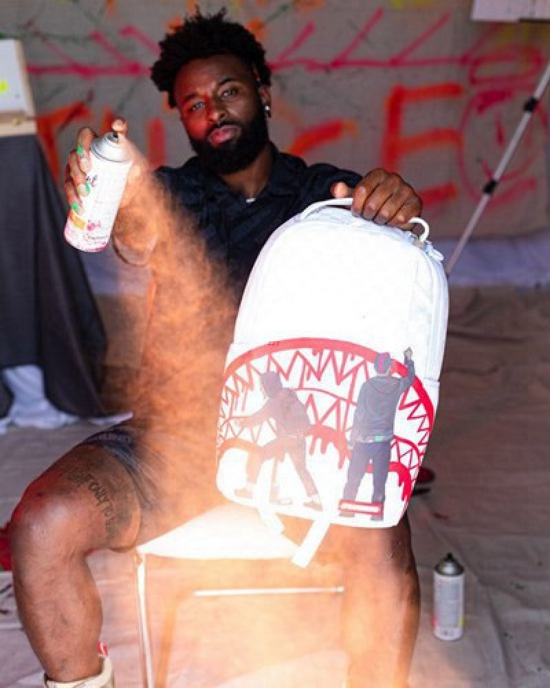 White Sprayground Jarvis Landry Wynwood (Dlxv) Backpacks | 71804-INFX